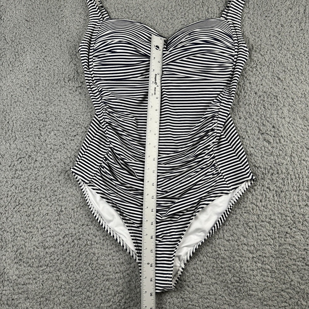 Nip Tuck Twist Front Swimsuit One Piece 8 Navy Blue White Stripes Multi Fit cup‎ - Picture 7 of 16